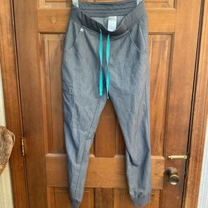 FIGS Technical Collection Jogger Scrub Pants XS Gray Drawstring